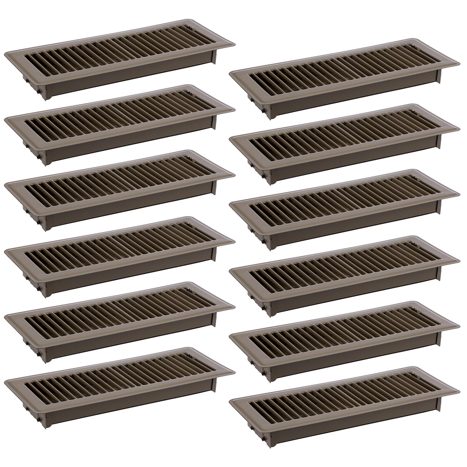 Sumnacon Pack of 12 Floor Vent Covers Metal Floor Register 4 x 12 Inch Heavy Duty Floor Vents with Adjustable Air Supply Lever, Walkable Black Vent