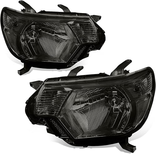 Miniatura 9 de Auto Dynasty Conjunto de faros delanteros modelo halógeno compatible con Toyota Tacoma de 2 generación 2012-2015, par, carcasa negra, lente