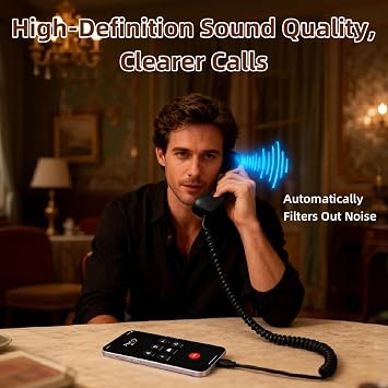 Retro Phone Handset for iPhone & Android, 2026 New Type-C Wired Receiver with Microphone & Speaker, Vintage Landline Style Handle for Noise Cancelling Calls, Meetings, and Home Office Desk Use