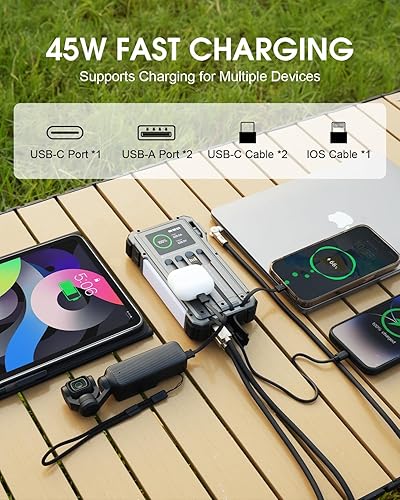 Miniatura 7 de W39S - Arrancador solar de batería para automóvil, pico de 5000 A, 12 V, caja de salto portátil para motores de gasolina de hasta 10.0 L y 6.0 L,