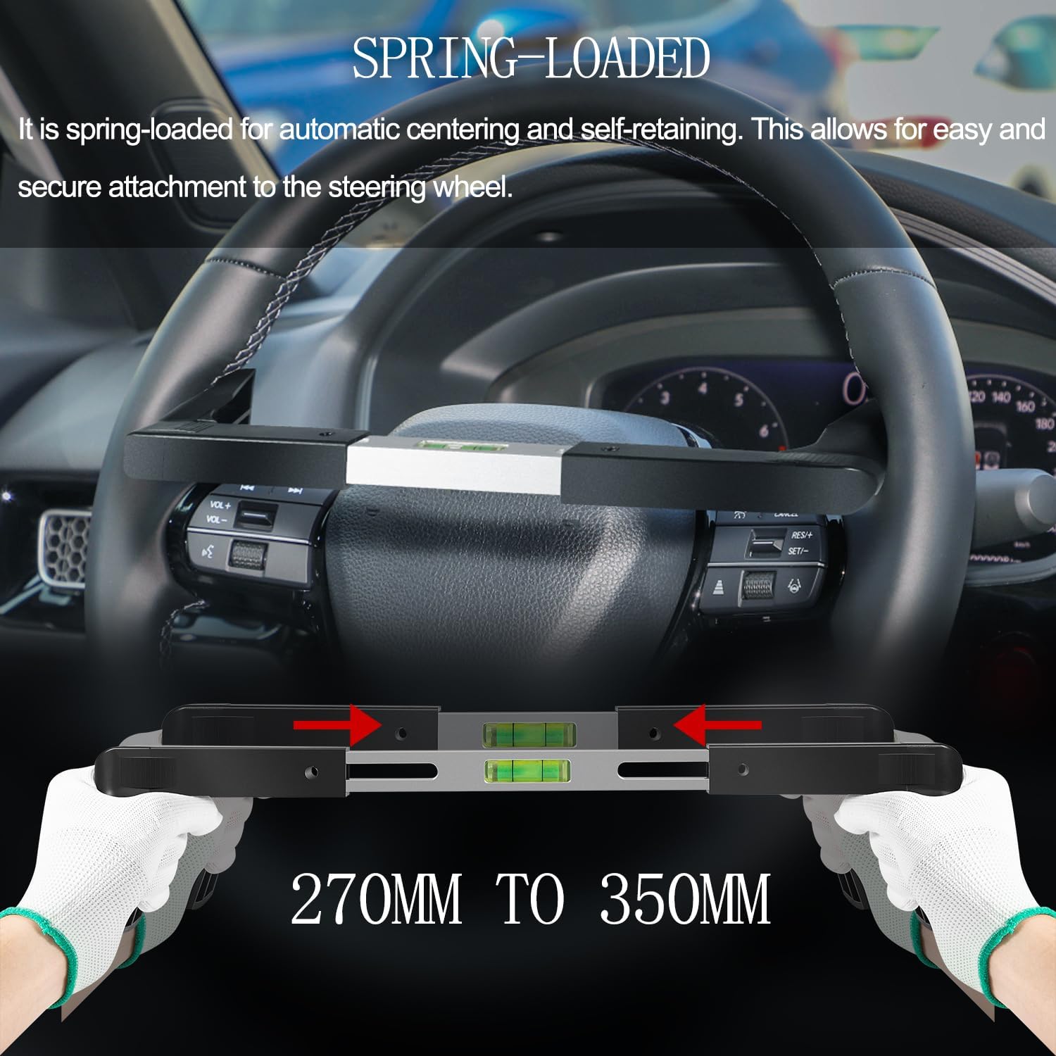 Camoo Steering Wheel Level Alignment Tool for Most Steering Wheel Internal Diameter 270mm-350mm, Spring-Loaded Steering Wheel Holder Level The Steering Wheel Accurately