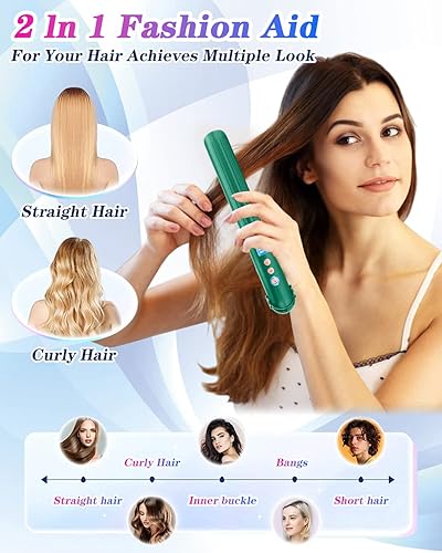 Miniatura 6 de Plancha de cabello inalámbrica plancha de pelo antideslizante portátil y rizador 2 en 1 para todo tipo de cabello plancha plana de cerámica