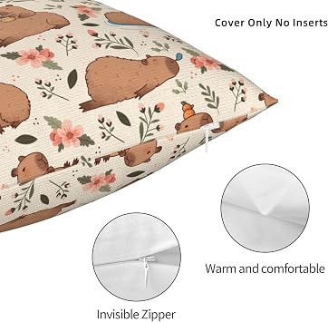 Pillow Cover 18x18 Inch - Cute Printed Soft Polyester Cushion Case - Decorative Throw Pillow Cover for Sofa, Bed, Car (Hidden Zipper)