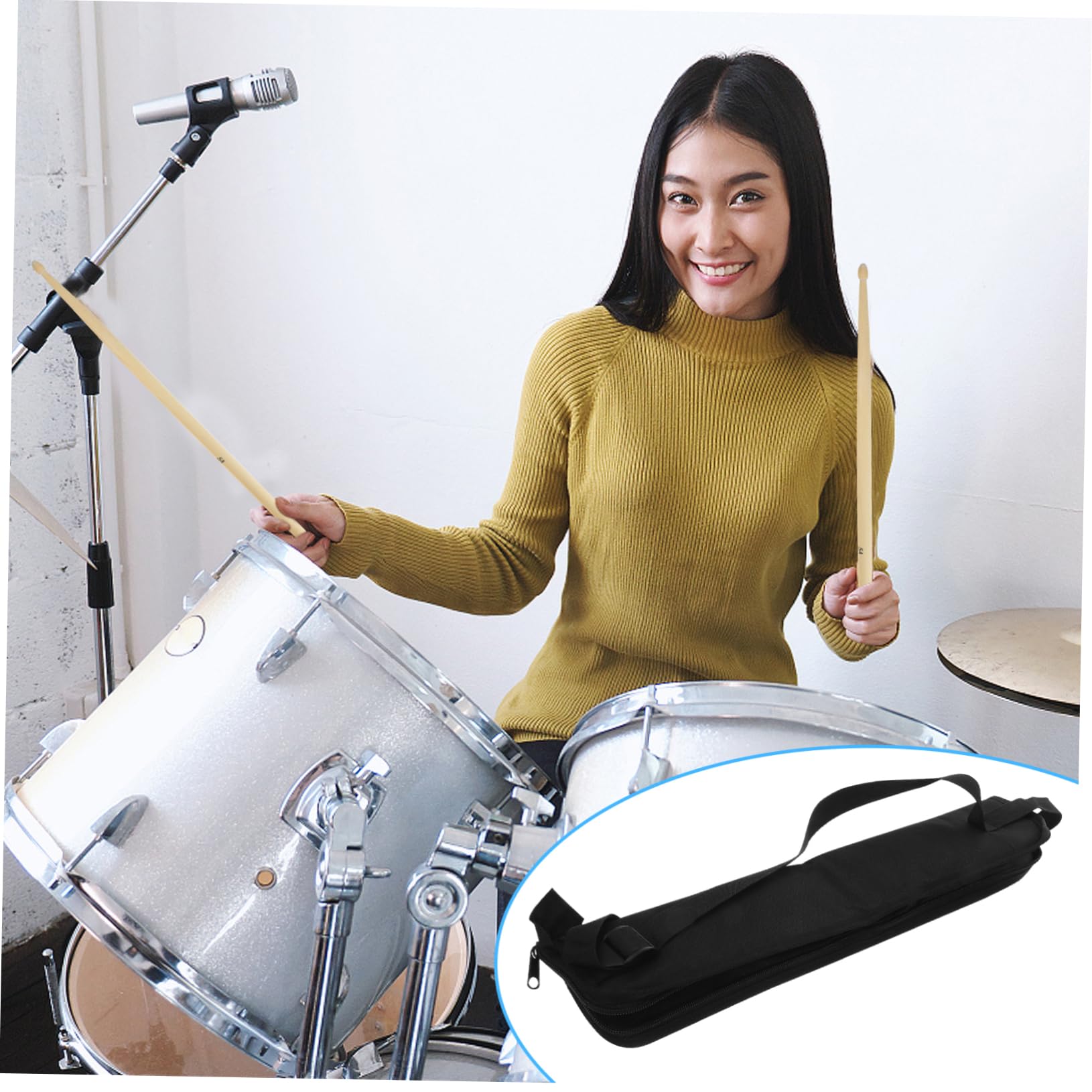 NULYLU Drum Stick Storage Bag Universal Drum Stick Case Zipper 4 Pairs Holder Easy to Use Drumstick Pouch for Percussion