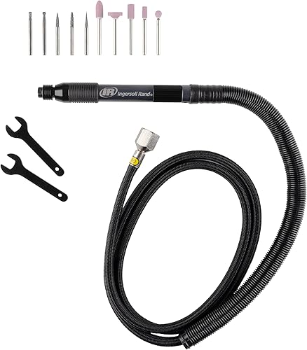 Ingersoll Rand 320PGK - Kit de amoladora de lápices de aire, pinza de 18 pulgadas, rebaba, 60,000 RPM, escape en línea, trasero, incluye 5 puntos