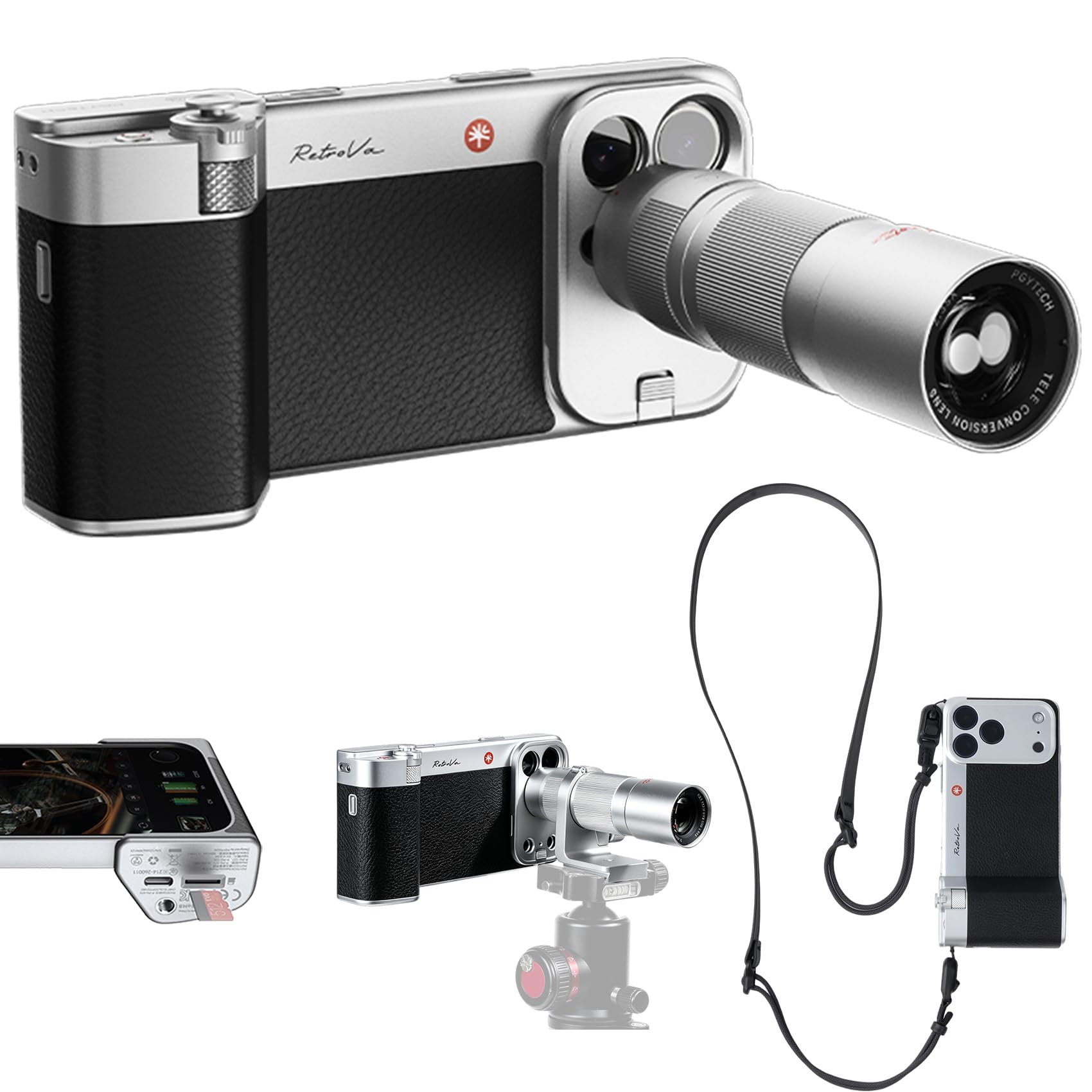 PGYTECH RetroVa All-in-one Grip Kit for iPhone 16 Pro Max, Bluetooth Remote