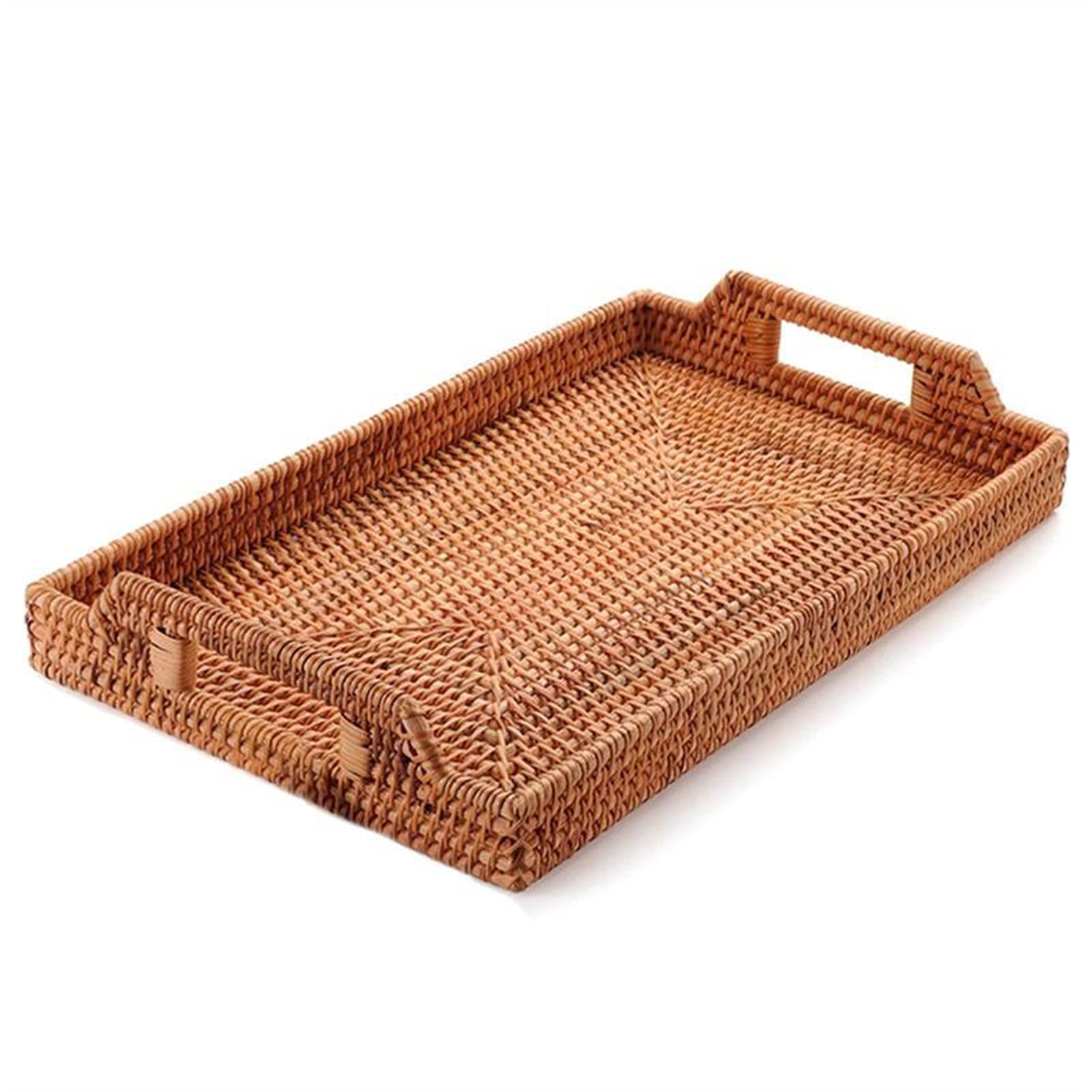 Panier rectangulaire en rotin avec poignées pour ranger sans effort