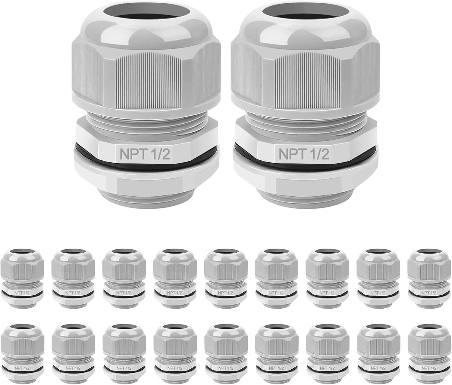 AIRIC 20 Pcs 1/2" NPT Cable Glands Nylon PA66, IP68 Waterproof ...