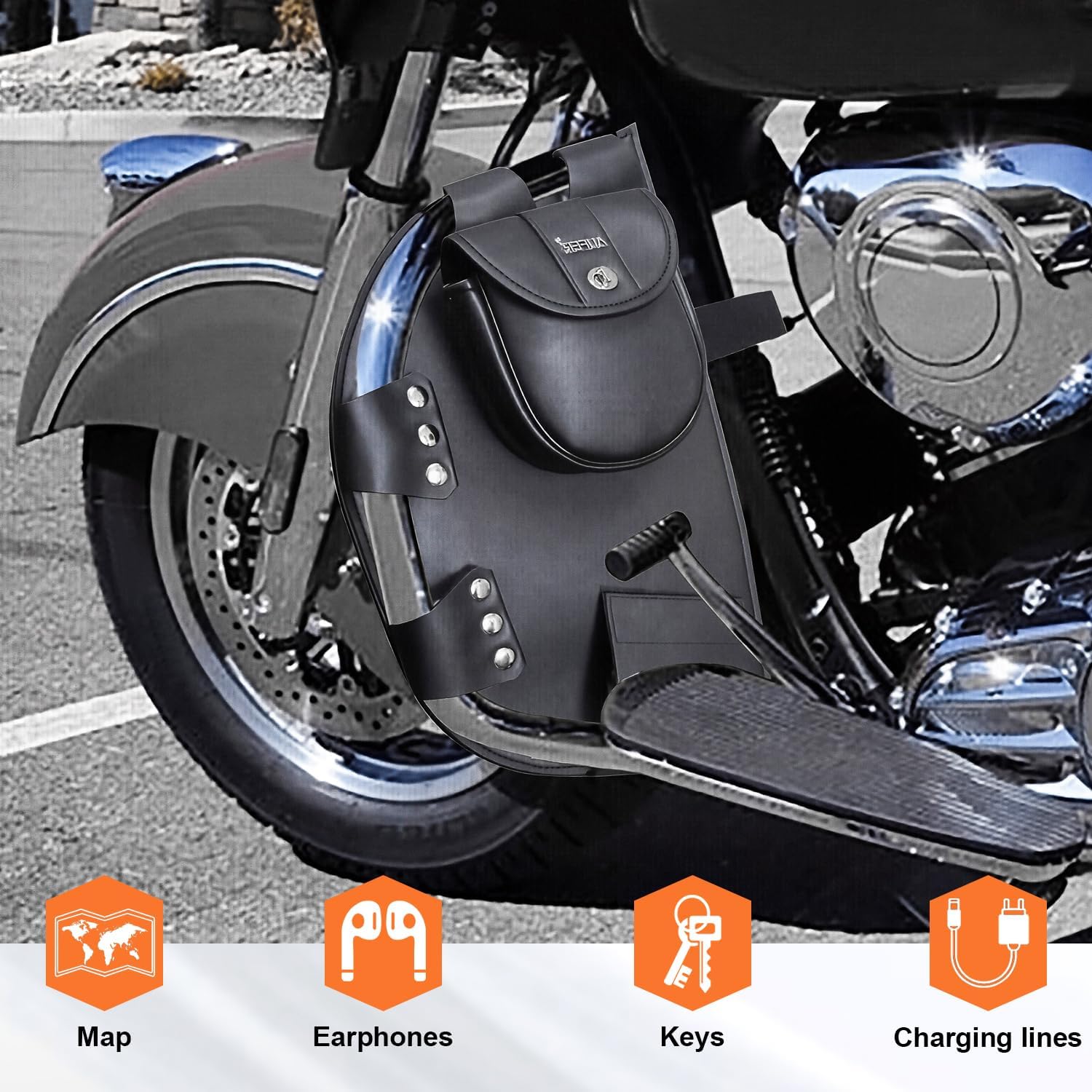 AUFER Highway Crash Bar Cover Soft Lowers Chaps Guards Cover Leg Warmer Bag Rain Guards Lower Wind Deflectors Compatible with for Indian Road Master Springfield Chief Chieftain 2014-Up