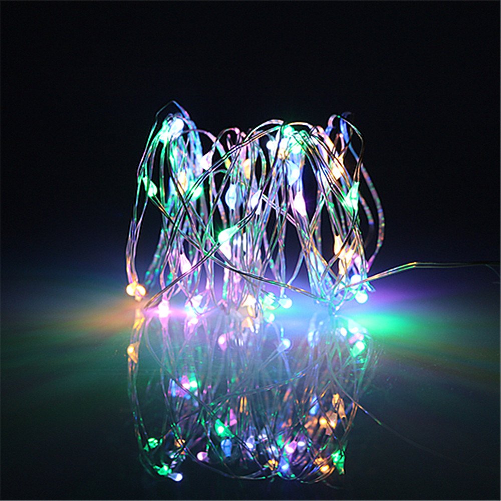 Buyertime Multicolor 5M/16.4Ft 50 Leds Fairy String Lights, Battery Aa Operated Silver Wire Fairy Lights For Indoor Bedroom Wedding Christmas Party Decoration (Multicolor)