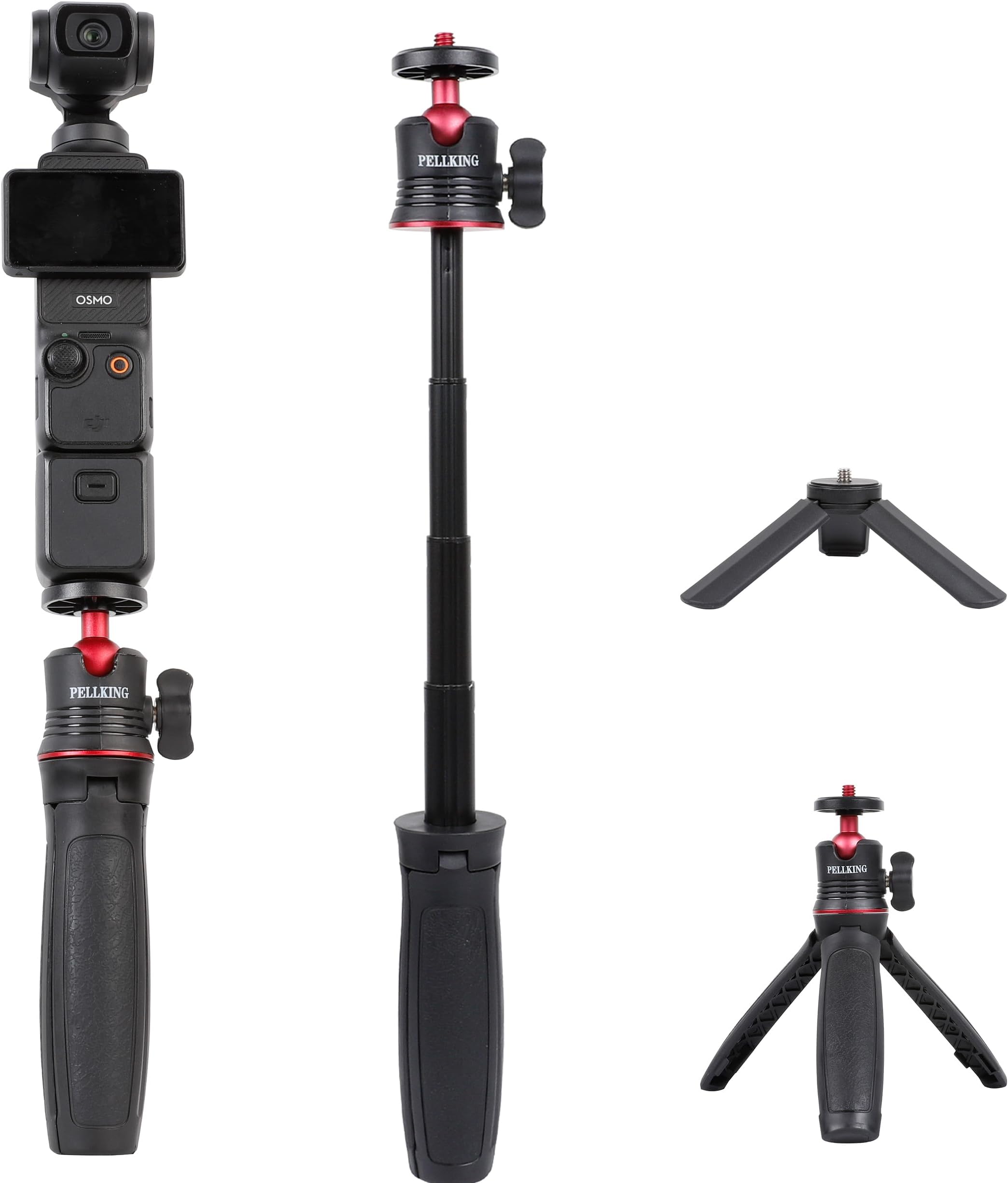 Tabletop Tripod and Selfie Stick Tripod Kit for DJI OSMO Pocket 3 2 Camera and DJI OSMO Nano,DJI Osmo Action 6 5 Pro 4,Insta360 Accessories