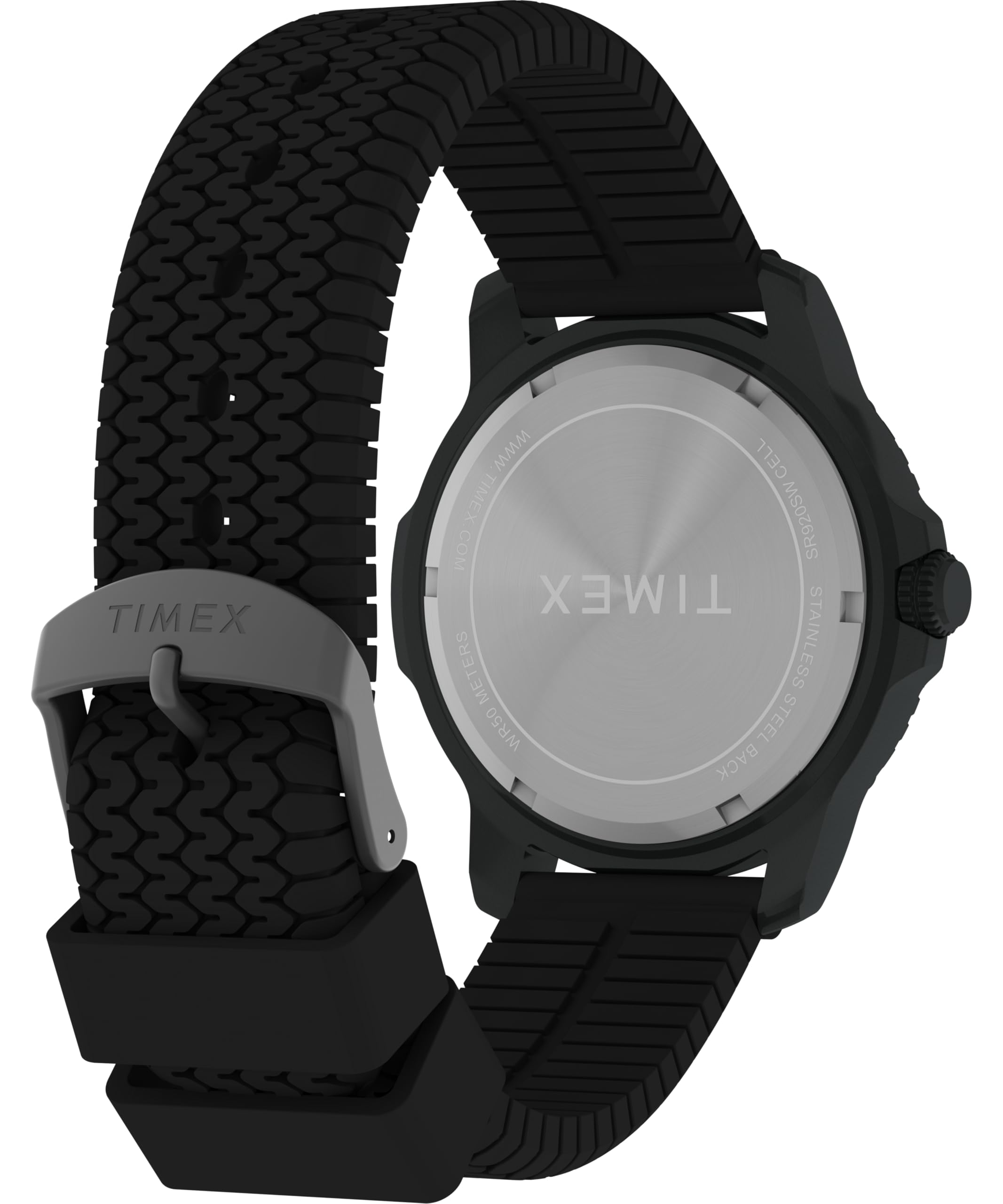 Timex Męski zegarek kwarcowy Expedition Timber 42 mm - czarny silikonowy pasek z czarną tarczą i etui TW4B34800