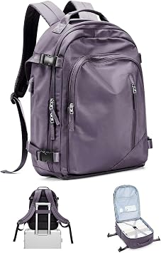 BJLFS Large Travel Backpack for Women Men,Carry On Backpack,Hiking Backpack Waterproof Outdoor Sports Rucksack Casual Work Gym Weekender Daypack Travel Essentialssimple, Purple