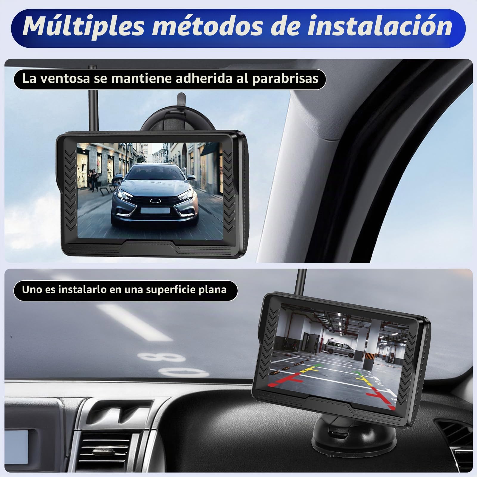 OiLiehu Digital Inalámbrica Cámara Visión Trasera, AHD 1080P Cámara Visión Trasera para Automóvil DC 12V,Cámara Visión Nocturna por Infrarrojos IP68,Cámara Marcha Atrás Inalámbrica con 5" Monitor