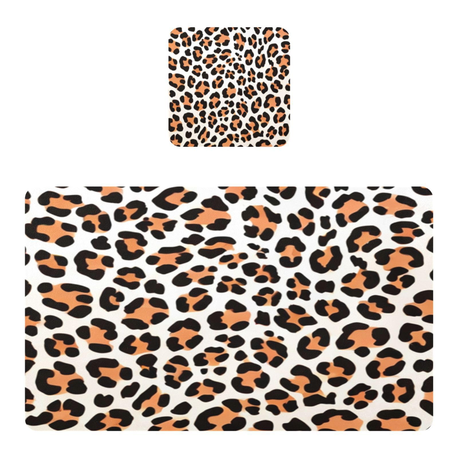 BURSTDDY Leopard Print Placemat Waterproof Place Mat for Dining Table