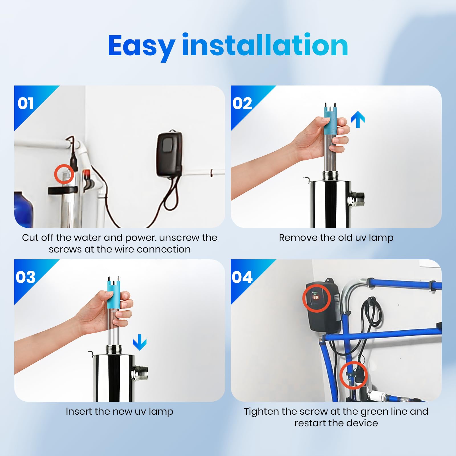 PROPART AQ-ÜV-L330C - Lámpara ÜV de repuesto para filtros de agua Aquasana para toda la casa, para compras después de julio de 2019 o posteriores, reemplazo de luz UV Aquasana con vida útil de 18.000
