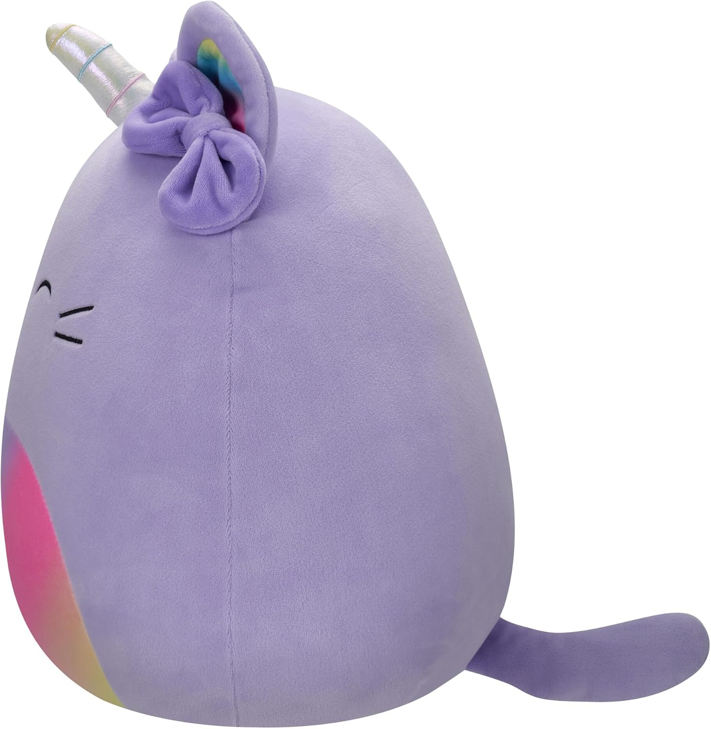 Squishmallows SQCR05414 Original 12-Inch-Cienna The Lavender Caticorn with Rainbow Pastel Belly and Bow, Multicolour