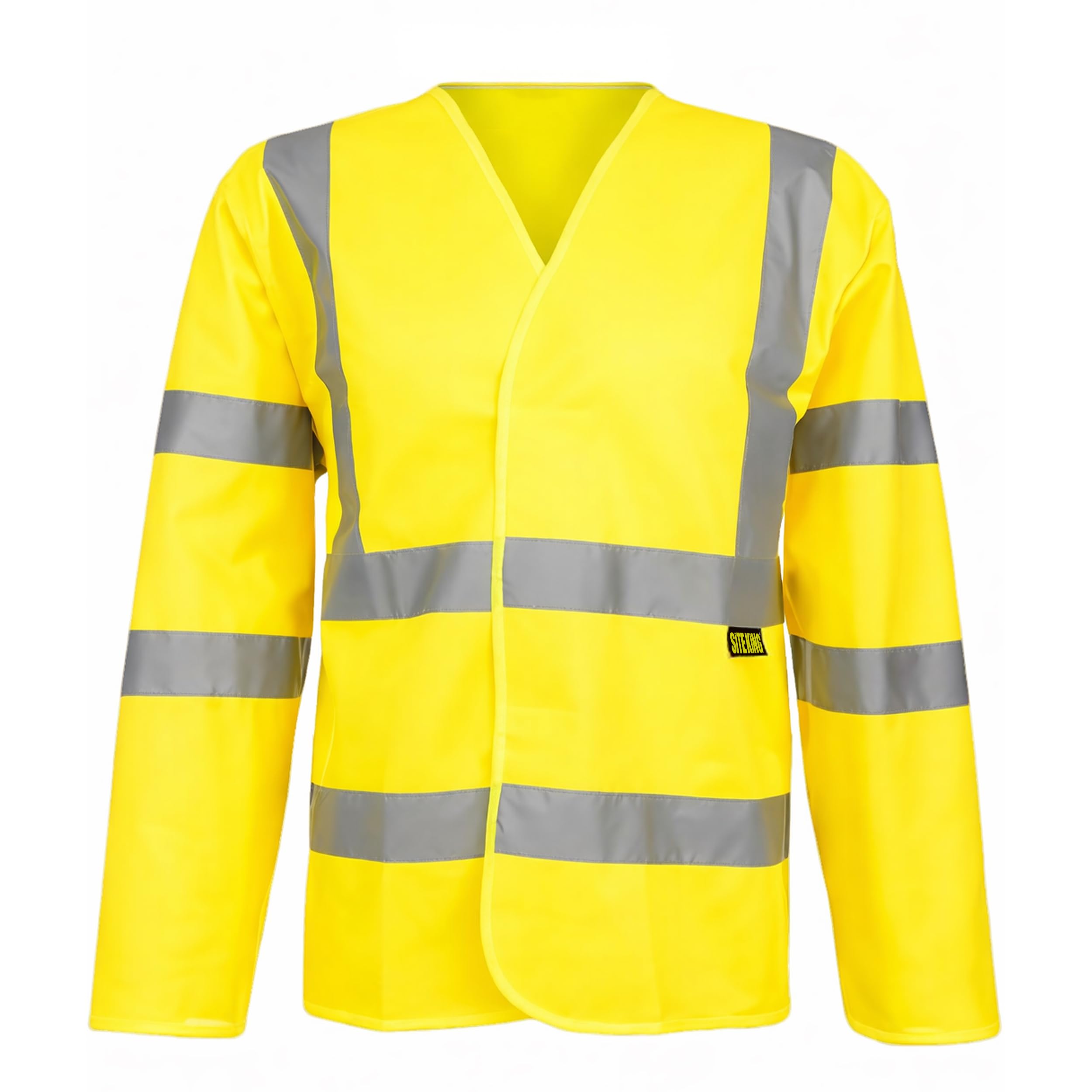 SITE KING Mens Hi Vis Long Sleeve Waistcoat/Vest - Work High Visability in Yellow or Orange Sizes S to 4XL (3XL - XXXL, YELLOW)