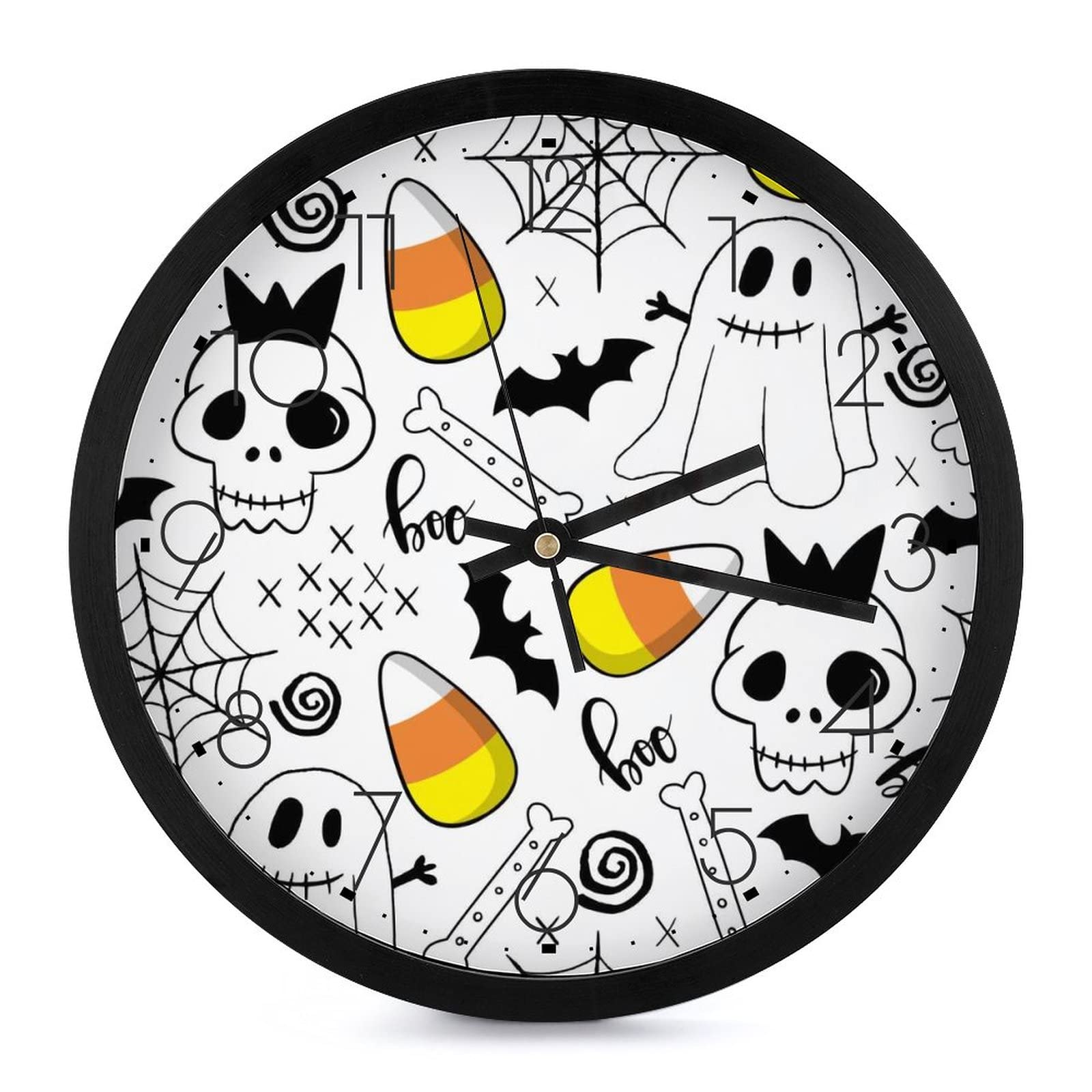 Pendule murale anti tic-tac squelette mignon moderne 25.4cm horloge de bureau