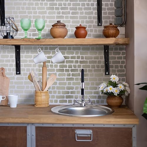 Miniatura 3 de GSS Designs - Plantilla de plantilla de ladrillo  Plantillas de pared reutilizables para pintar patrón de ladrillo grande de 16 x 24 pulgadas