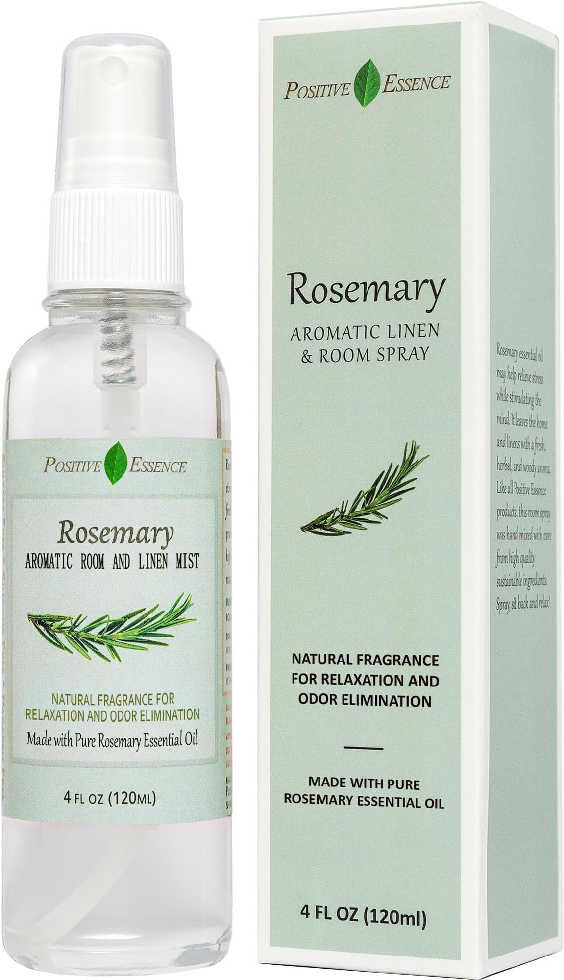 Rosemary Linen & Room Spray, Natural Aromatic Spray Made with 100% Pure Rosemary Essential Oil, Relaxing Home Fragrance (4.06 fl oz)
