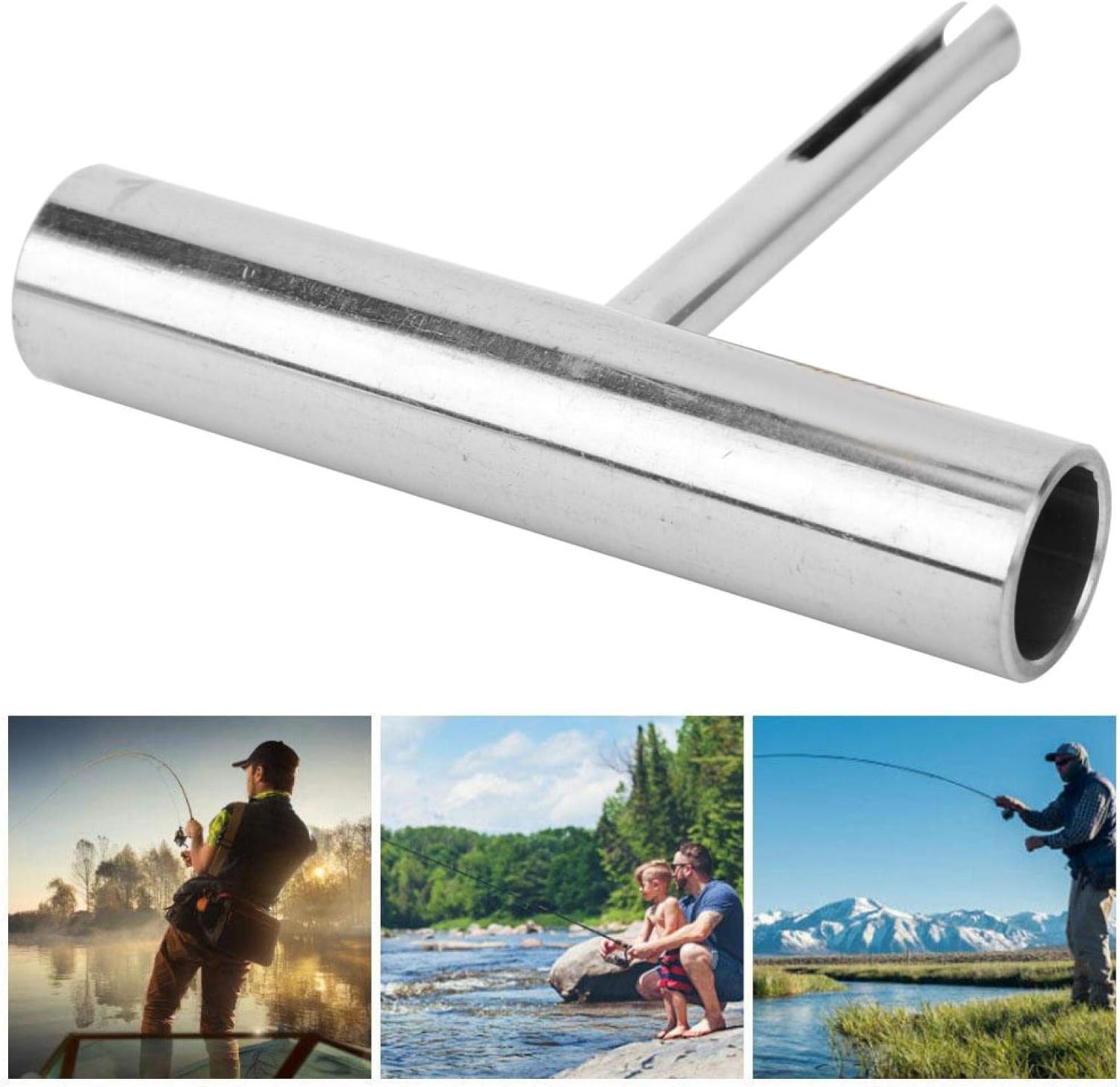 Alomejor Fish Tube Tool,304 Stainless Steel Design,Fishing Accessory T Bar for Divers Anglers Spearfishing Underwater Activities