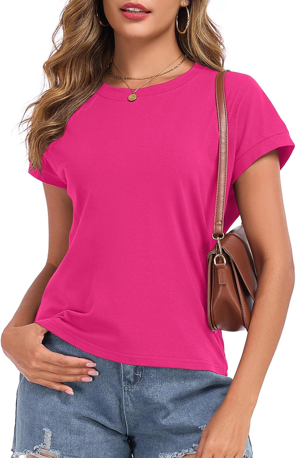 Womens Cap Sleeve Tops T Shirts Boxy Cropped Tee Loose Fit Cotton Crewneck Short Sleeves Casual Summer Fashion Blouse - Image 4