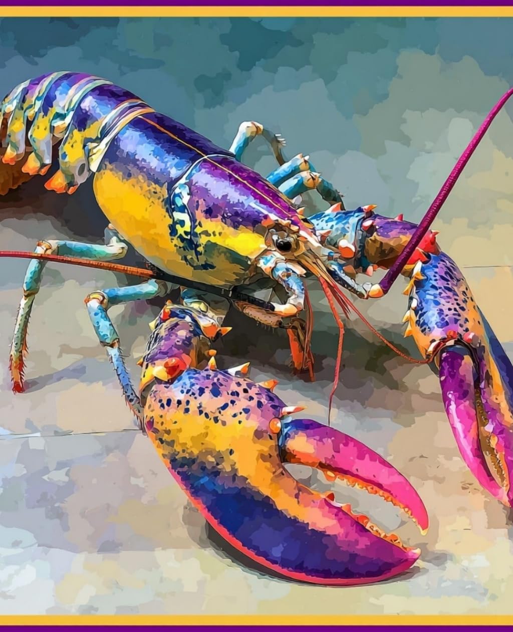 WANGWANGMIAO Paint by Numbers for Adults Beginner,Colorful Lobster Painting by Number Kits On Canvas,DIY Color Oil Painting Acrylic Paints,Home Wall Decor 40x50cm/16x20in，with Frame