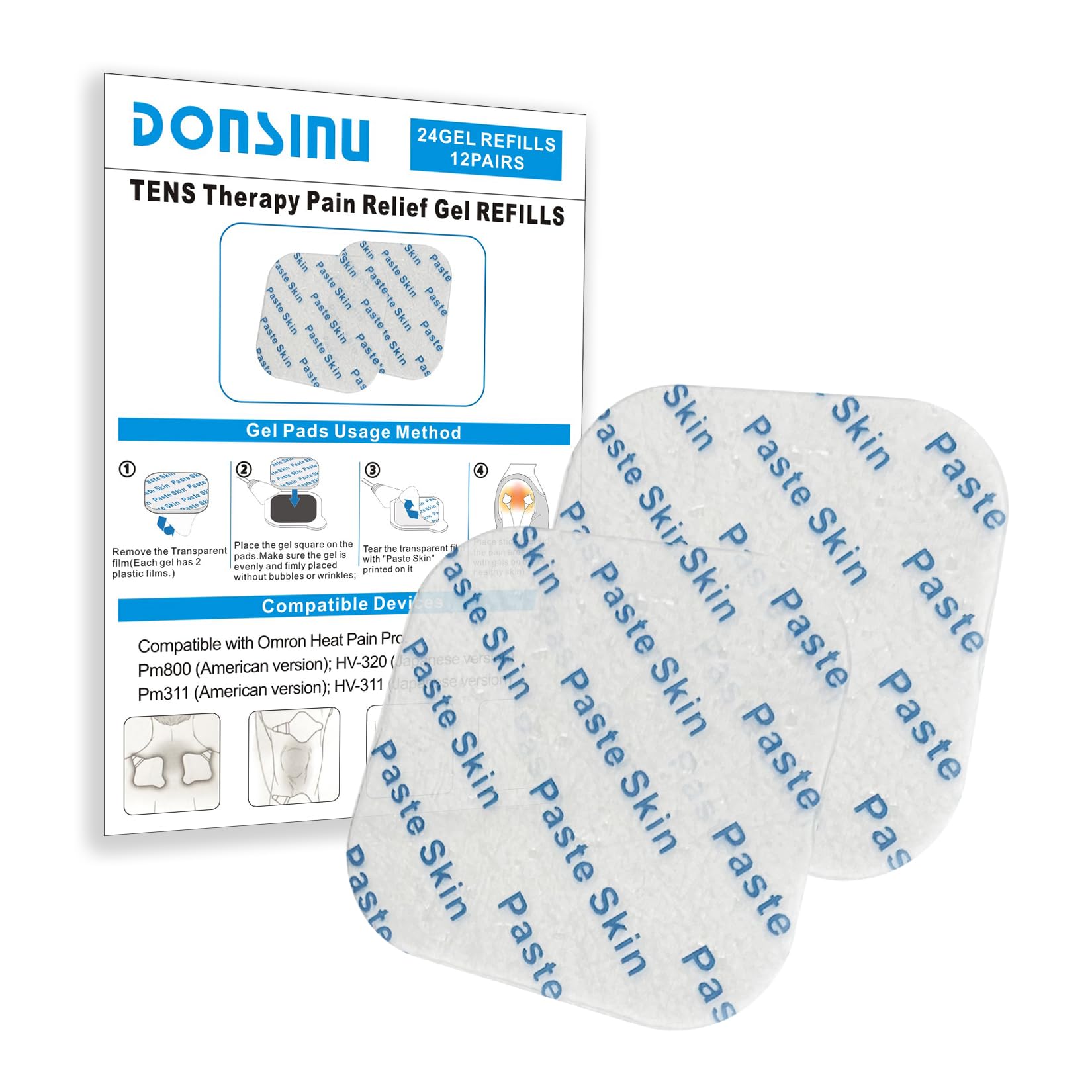 24 Pcs Compatible with Omron Heat Pain Pro PM311/PM800 Gel Pads,12Pairs Durable Compatible with OMRON Tens Unit Gel Pads,DONSINU Electrodes pad