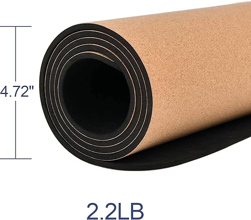 Miniatura 5 de Numat Cork Yoga Mat 6mm (14 inch) Thick 72 x 24 in, Sweatproof NonSlip Eco-friendly, Lightweight TPE foam with Alignment Lines, Great for Hot Yoga,