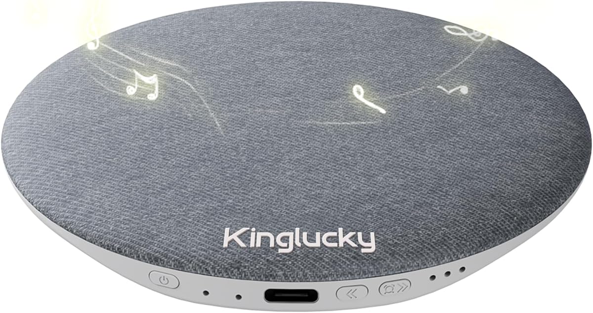 Kinglucky Pillow Speaker for Sleeping, Bluetooth Speaker Under Pillow with Built-in Pink Noise White Noise Sound Machine for Sleeping, White Noise Sound Machine with Sleep Pink Noise Music Grey