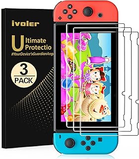 [3 Pack] Screen Protector Tempered Glass for Nintendo Switch, iVoler Transparent HD Clear Anti-Scratch Screen Protector Co...