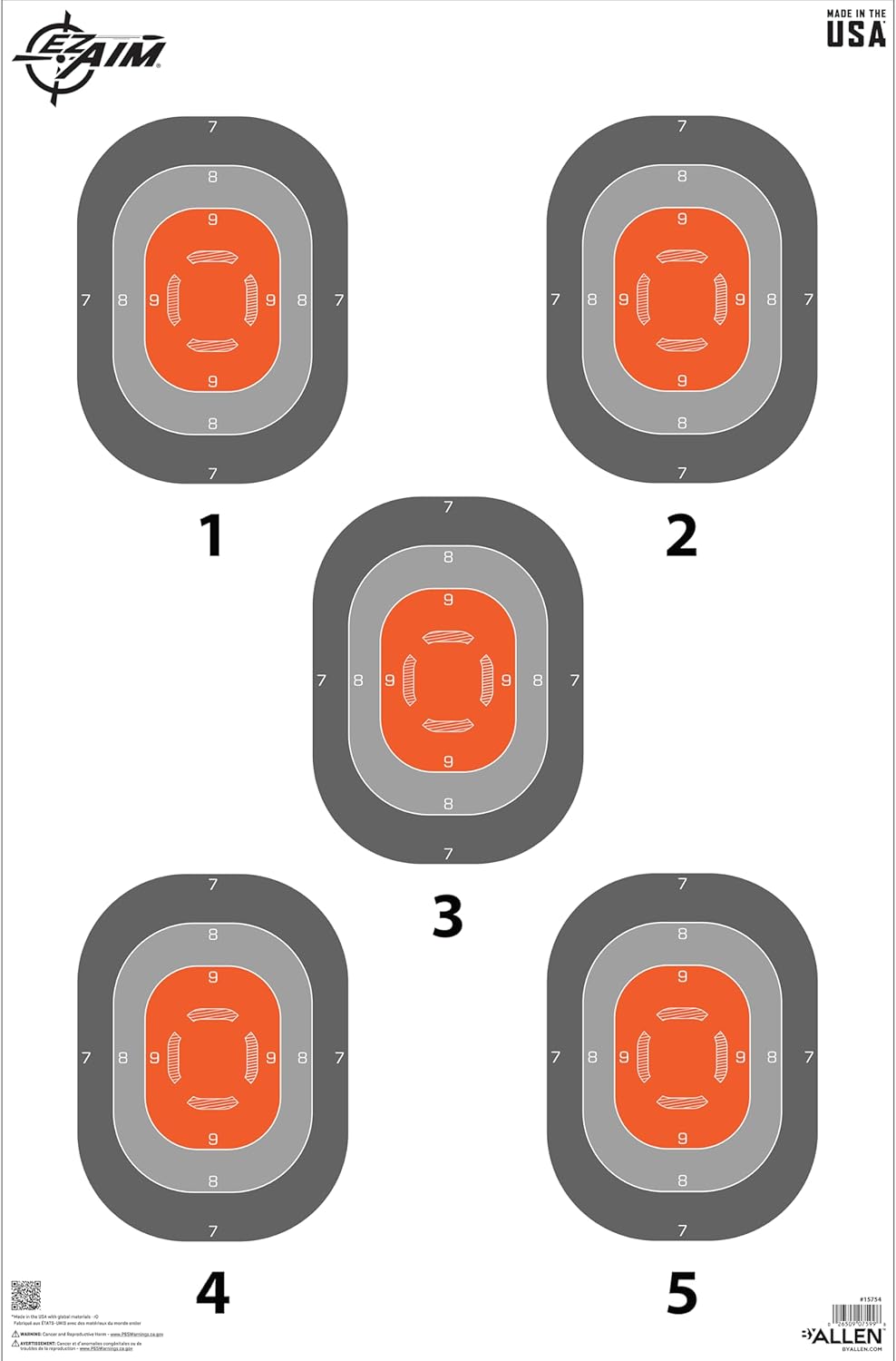 EZ-Aim 5-Spot Paper Target, 23 x 35, 50-Pack