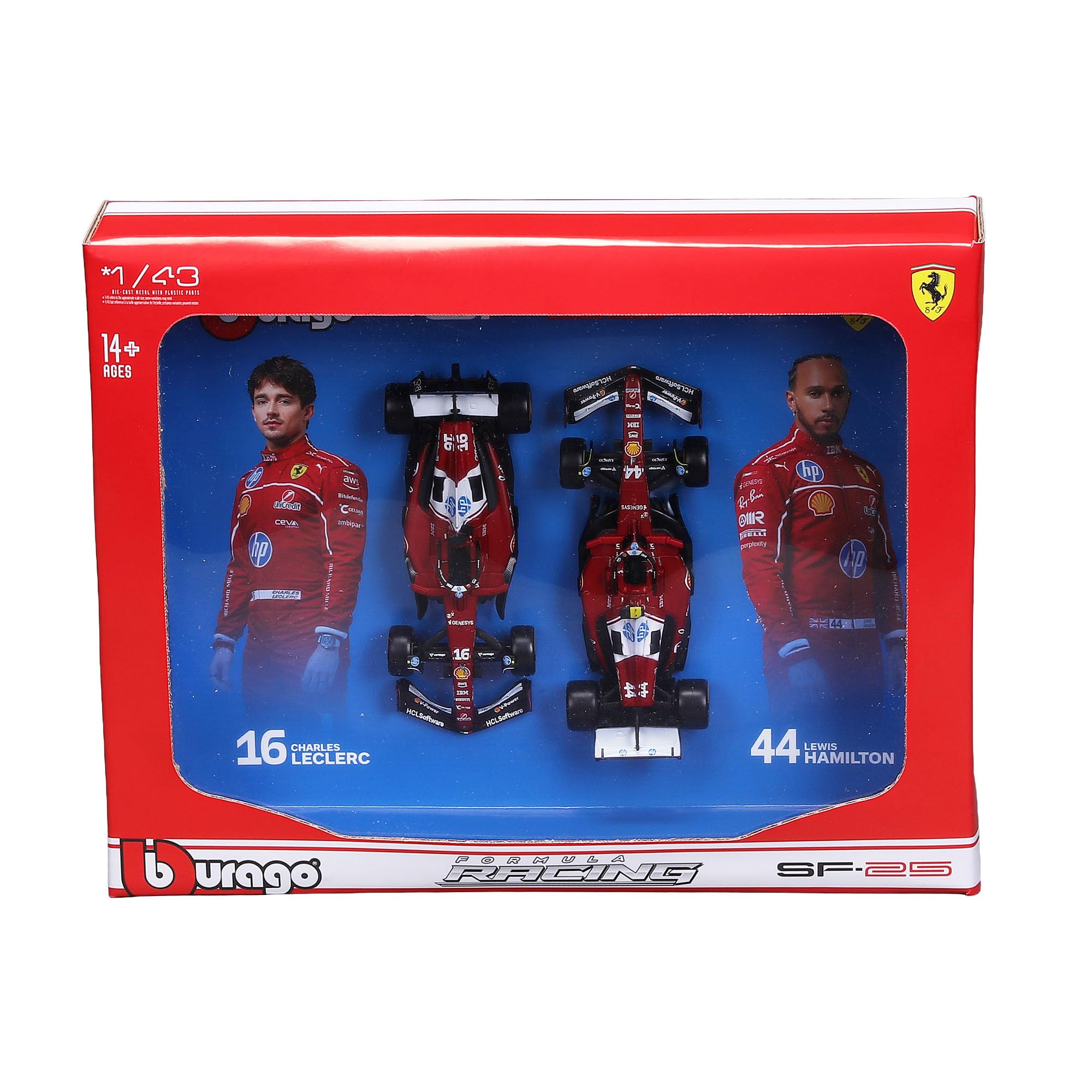 1:43 F1 FERRARI SF-25 2025 HAMILTON & LECLERC TEAM TWO PACK