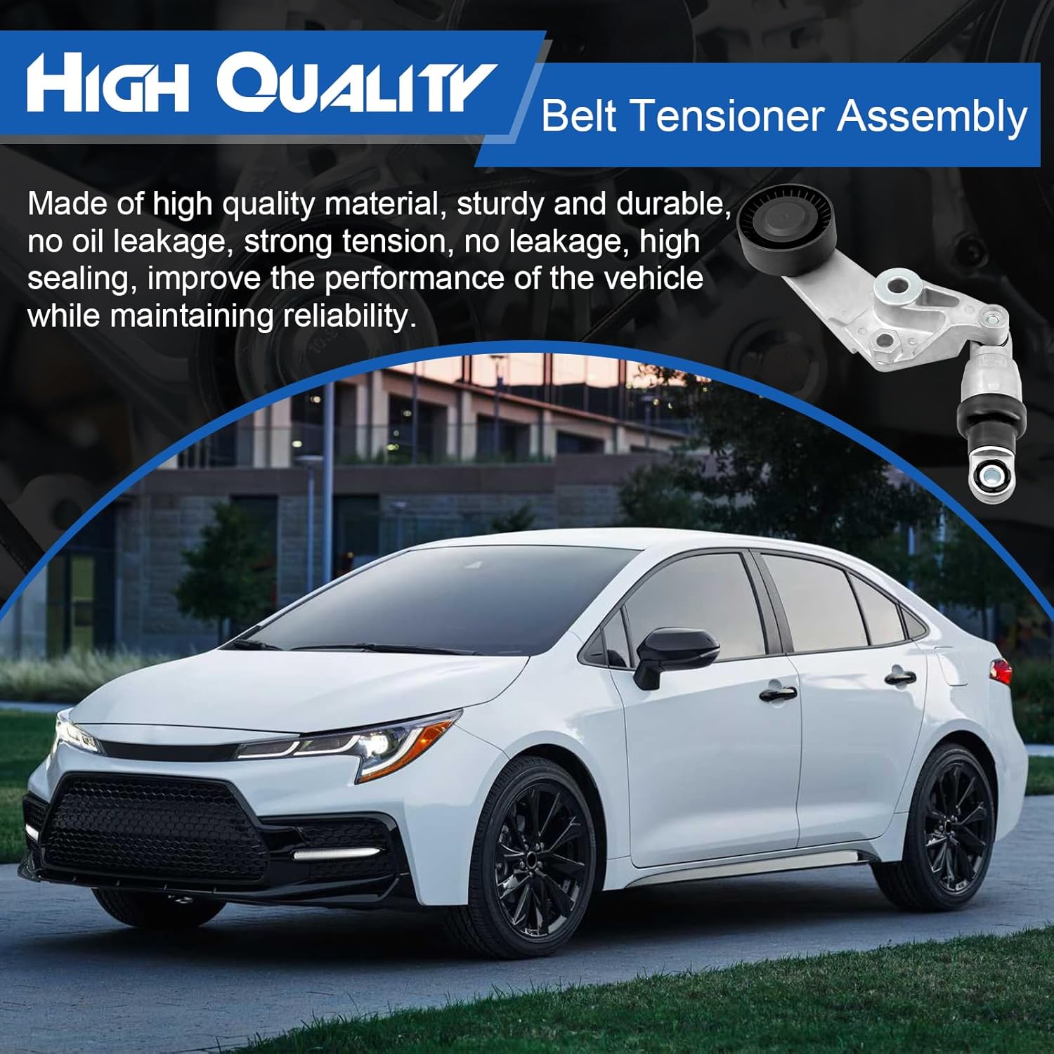 Belt Tensioner Assembly with Pulley, Compatible with Toyota Corolla 1998-2008, Matrix 2003-2008, Celica 2000-2005, MR2 Spyder 2000-2006 ＆ Chevy Prizm 1998-2002 & Pontiac Vibe 2003-2008 2010, 1.8L