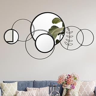 Hicarer Wall Mirror Decorative 41.34'' x 17.72'' Round Modern Metal Wall...