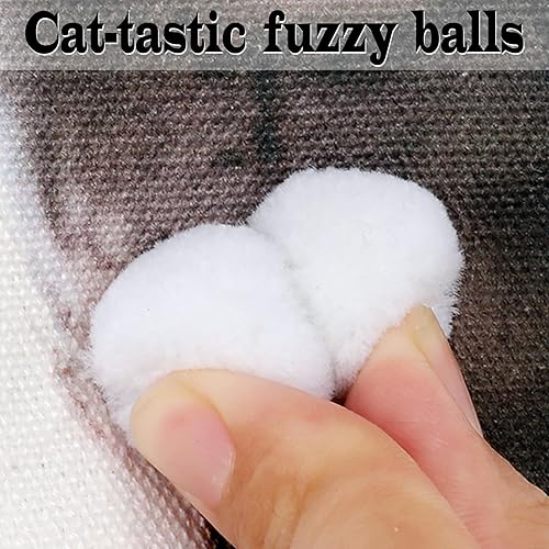 Miniatura 3 de XAANLVY XV Bolsa de lona lindo gatito con divertidas bolas esponjosas cierre de cremallera bolsillos interiores reutilizables bolsas de comestibles