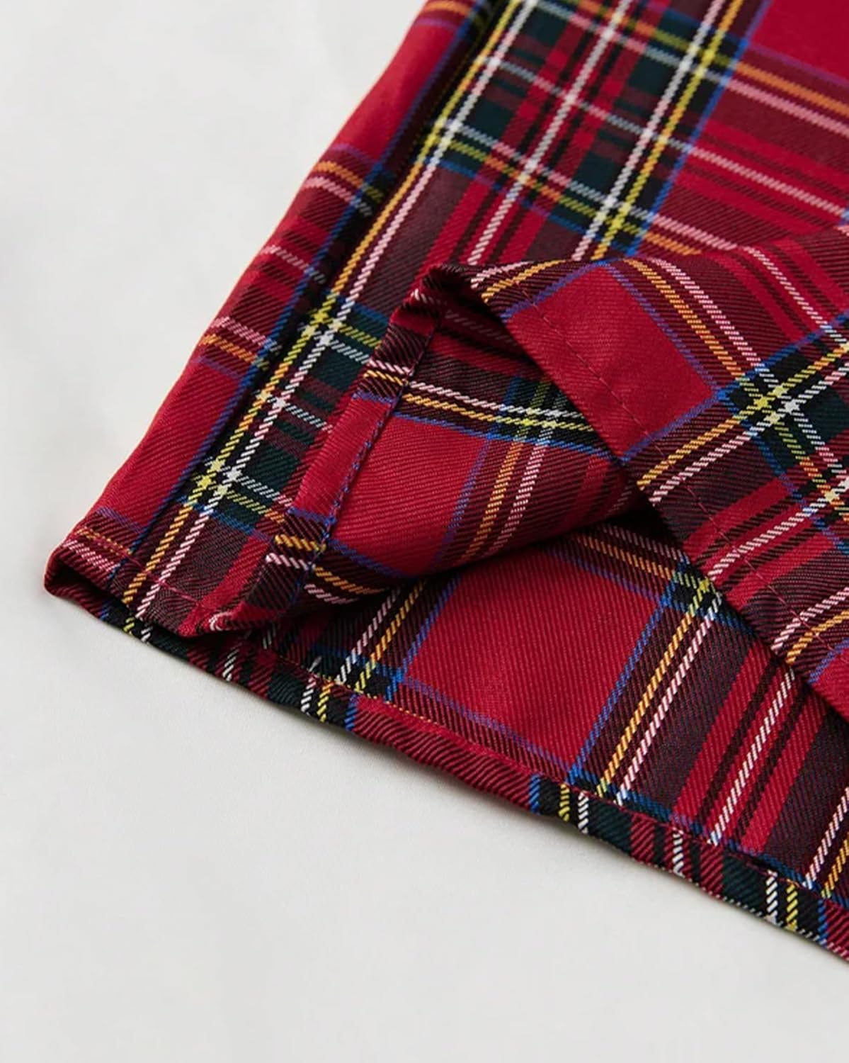 Women's Tartan Plaid Print Pants High Waisted Wide Leg Baggy Palazzo Pants with Belt - Image 5