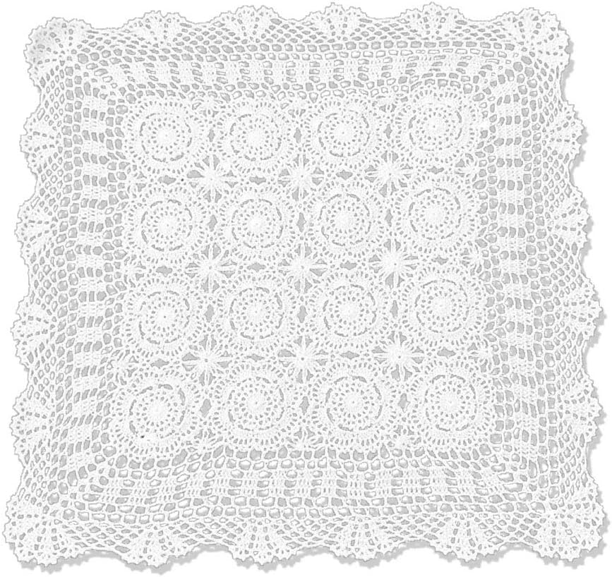 KEPSWET Vintage Handmade Crochet Lace Square Tablecloth Table Overlay Doily (31" 4x31 4, White)