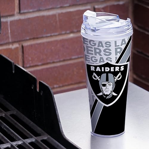 Miniatura 2 de Rico Industries NFL Football - Vaso de acrílico de 24 onzas con tapa con bisagras, vaso de doble pared con licencia oficial para fanáticos de la NFL