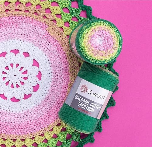 Yarn Art Macramê de algodão com espectro de macramê 250 g, 246,06 m 80% algodão corda macramê multic