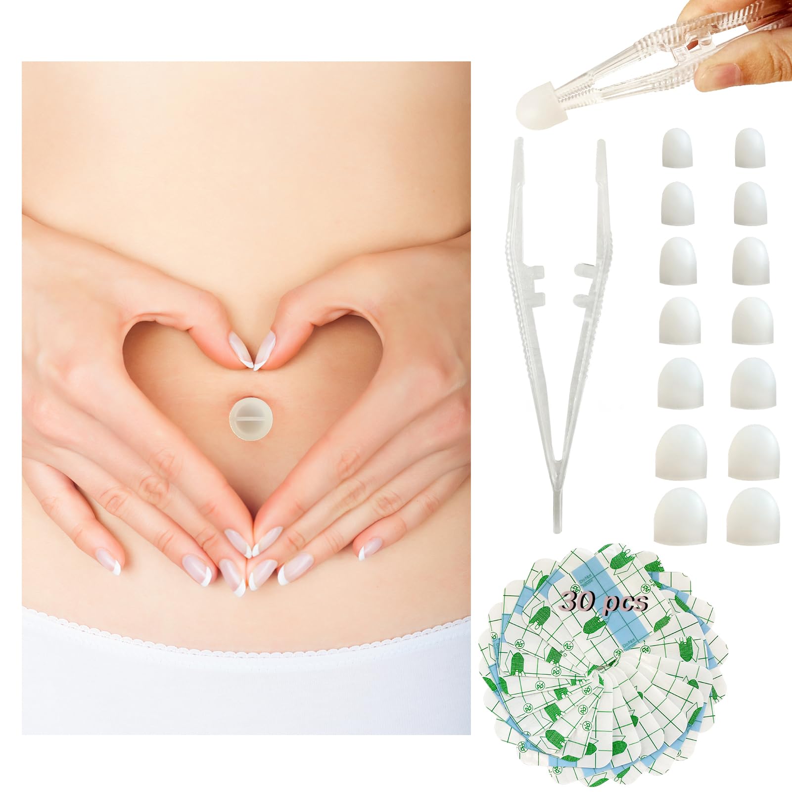 Patented 14PCS Belly Button Plug Post Tummy Tuck & Liposuction Recovery Shaper, Soft and Comfortable Belly Button Retainer