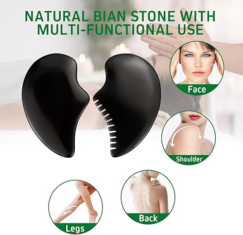 Miniatura 10 de SINOKF Bian Stone Gua Sha Herramientas Faciales Raspar Masaje Cara Guasha Junta Raspar Placa
