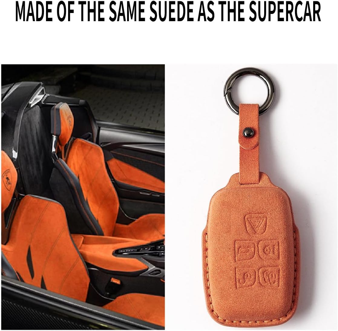 Suitable for Range Rover Suede Leather Key Fob Cover with Keychain Key Shell Compatible with Range Rover Evoque Velar Sport Discovery Freelander2 LR4 Sport and Jaguar XF XJ XE F-PACE F-TYPE