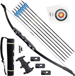 Archery Takedown Recurve Bow and Arrow Set Long Bow and Arrow Kit for Hunting Outdoor Shooting Training