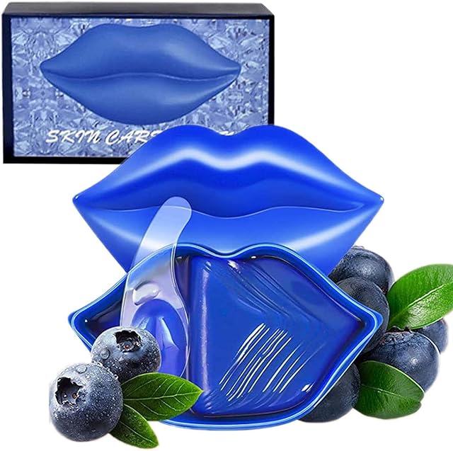 20Pcs Cherry Lip Masks in Case,Nourishing Lip Balm,Lip Plumping Serum for Dry Lips,Collagen Lip Sleep Masks Anti-Wrinkle Anti-Aging Hydrating Lip Care Pad Plump Your Lips Enhancement Skin Care (Blue)