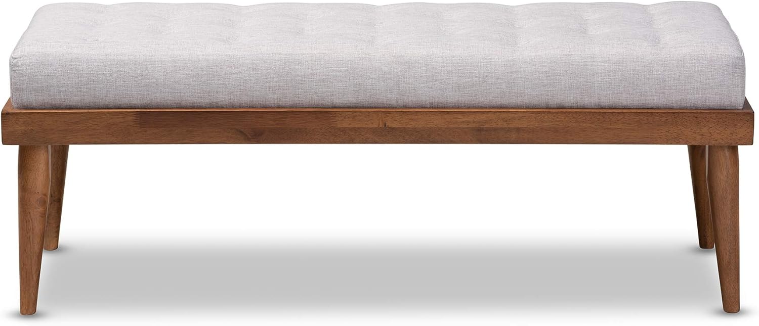 Baxton Studio Benches, One Size, Grayish Beige/Walnut