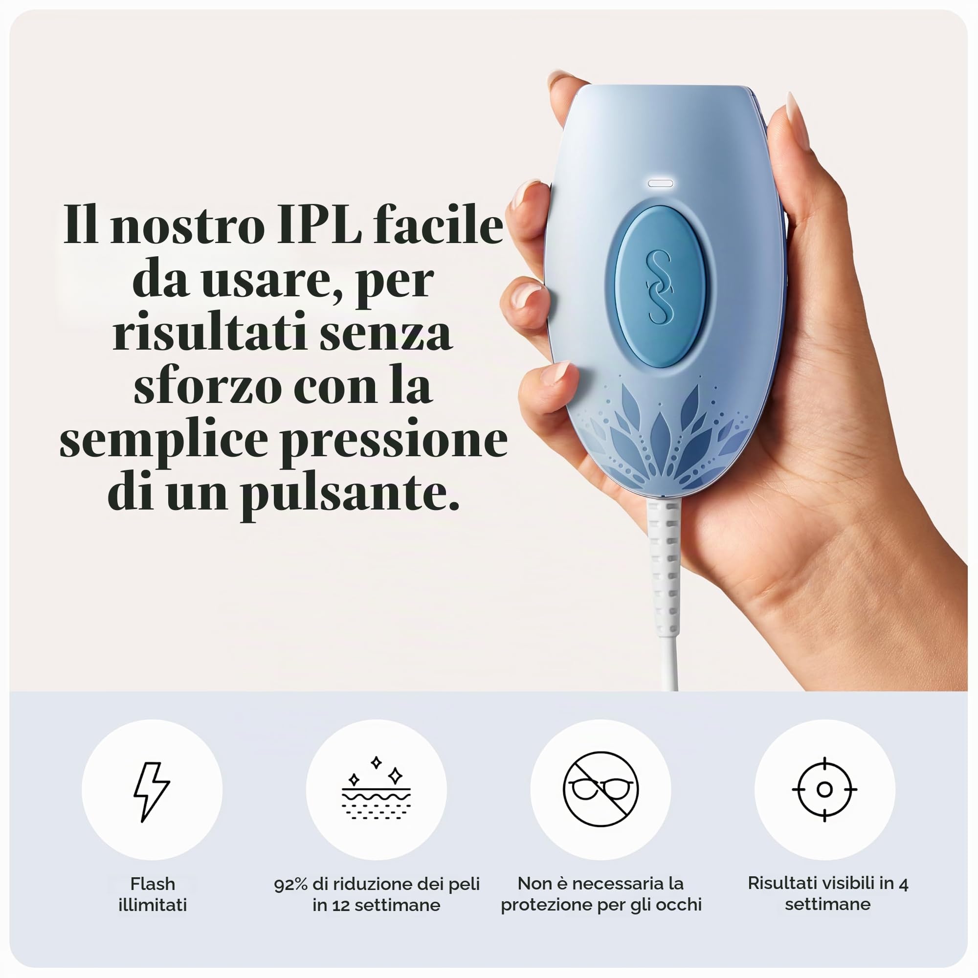 SmoothSkin Dispositivo di depilazione Pure Mini Lite IPL Blue - Depilazione laser compatta a casa per donne, sicuro per viso e corpo, riduzione permanente dei capelli, delicato e indolore, risultati