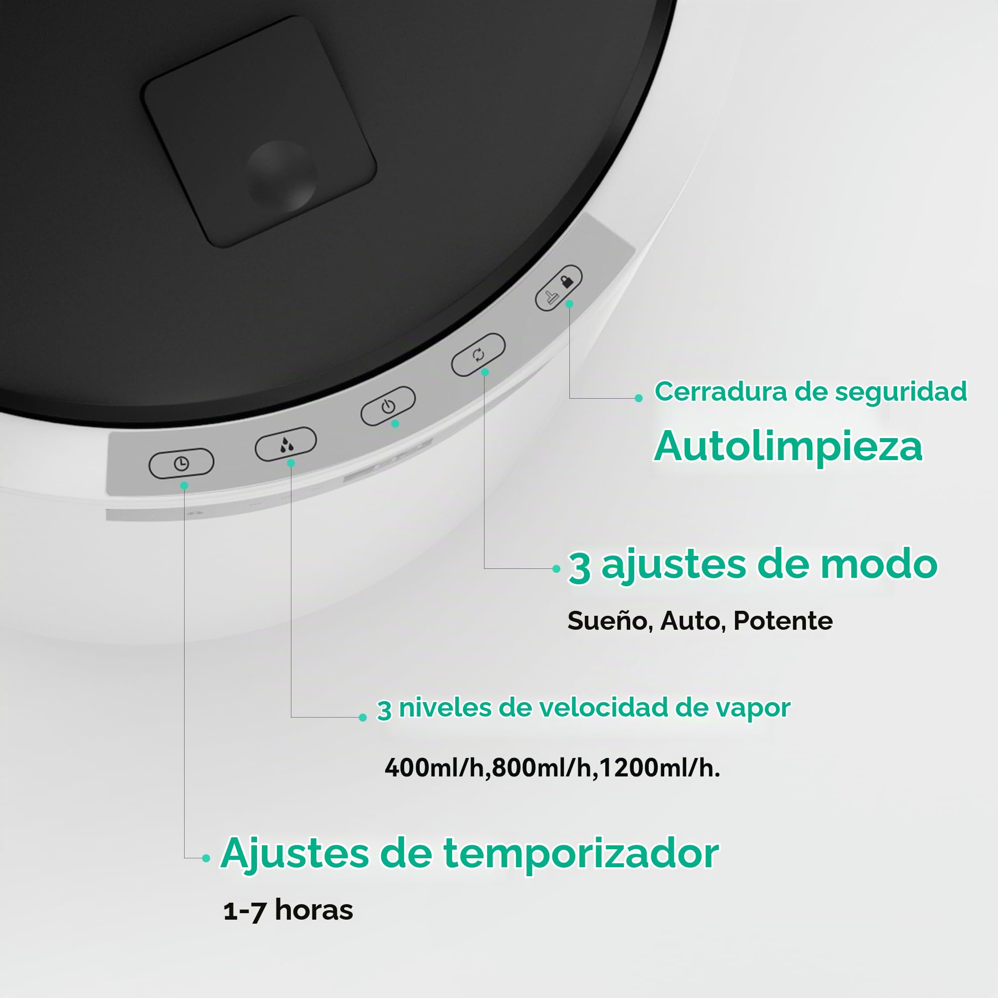 Y&O Humidificador de Aire 10L, Humidificador Bebes de Vapor 100m², Humificador de Sala Antibacteriana en Habitaciones Infantiles, Dormitorios, Oficinas, 400ml/h - 1200ml/h de Niebla, Blanco