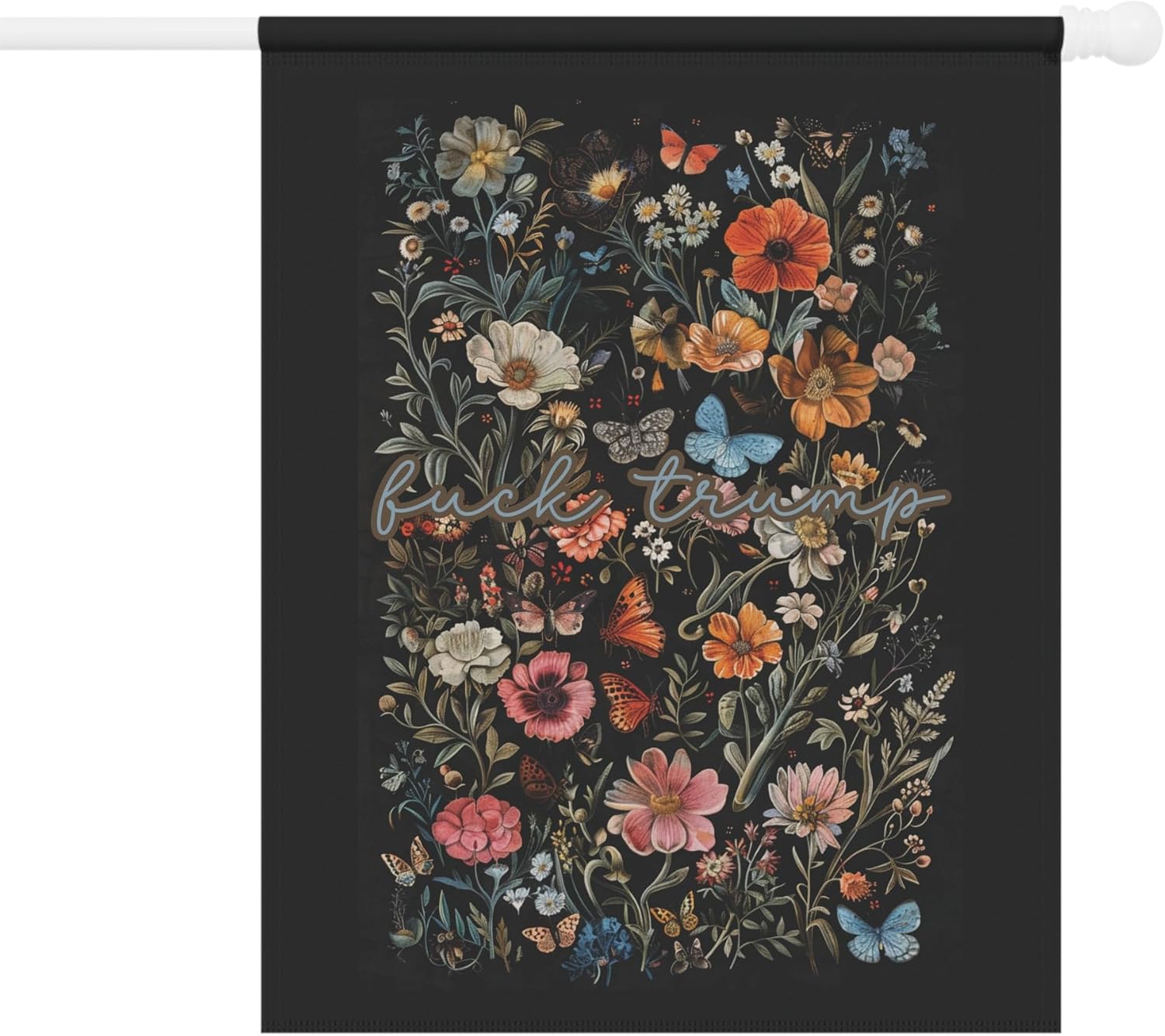 Boho Floral Anti-Trump Garden Flag -Vintage Political Yard Banner -Hidden Message Protest Sign - Liberal Outdoor Decor 12x18